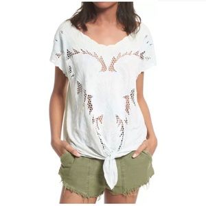 Free People Castaway Mesh Insert Embroidered Tunic